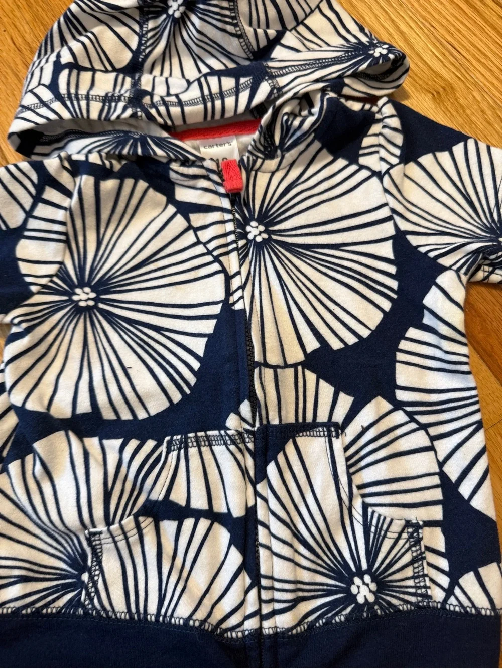 Carter's Navy & White Floral Zip Hoodie